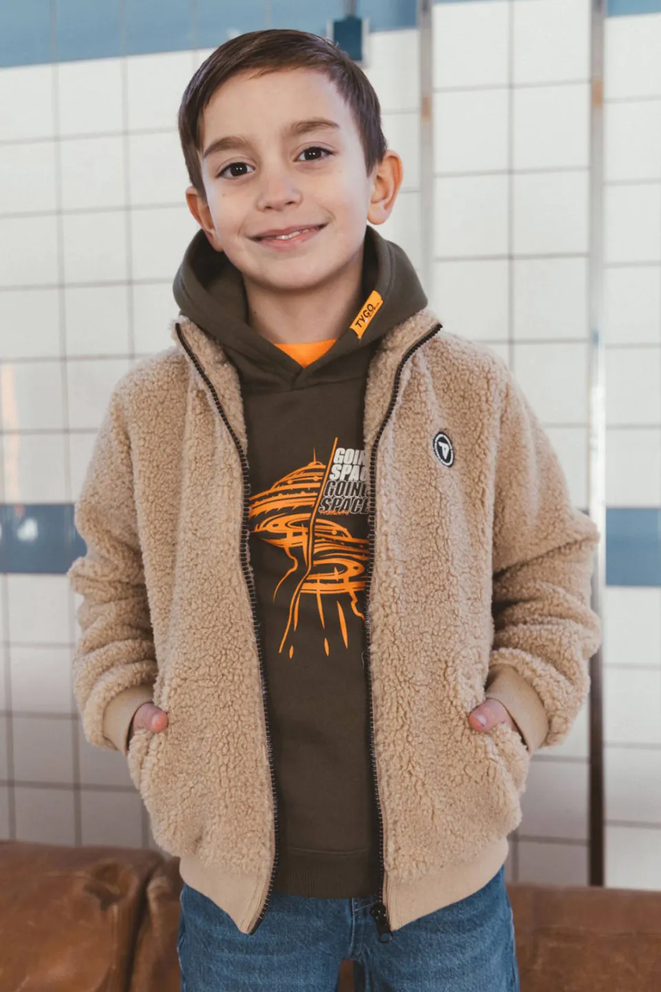 TYGO & vito hoodie met print - olijfgroen Donker olijfgroen