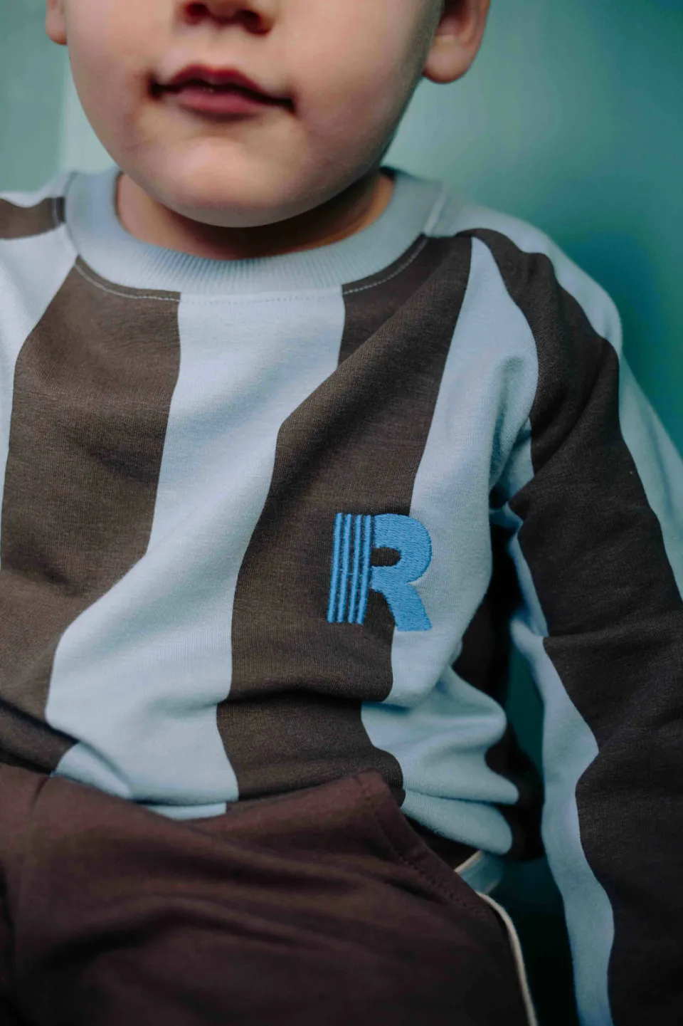 Riffle Amsterdam gestreepte sweater - donkerbruin/lichtblauw, foto 5