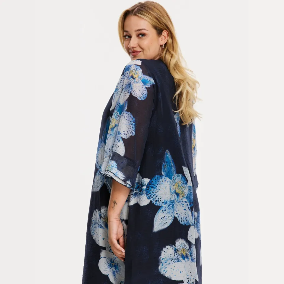 Yoek gebloemde zomerjurk blauw, foto 8