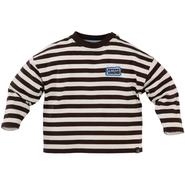 Z8 mini gestreepte longsleeve donkerbruin/wit, foto 2