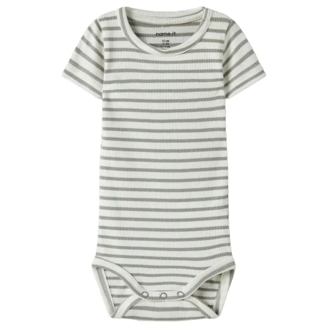 NAME IT BABY romper grijs Grijs/wit