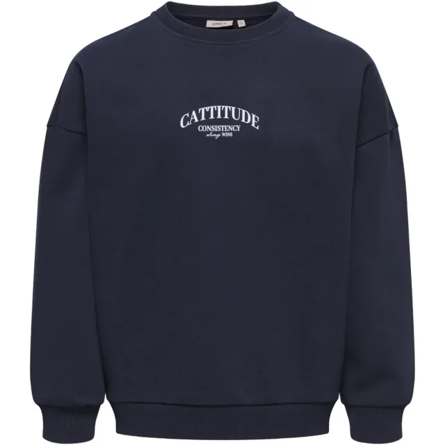 Only KIDS ONLY GIRL oversized gebreide sweater met backprint - donkerblauw