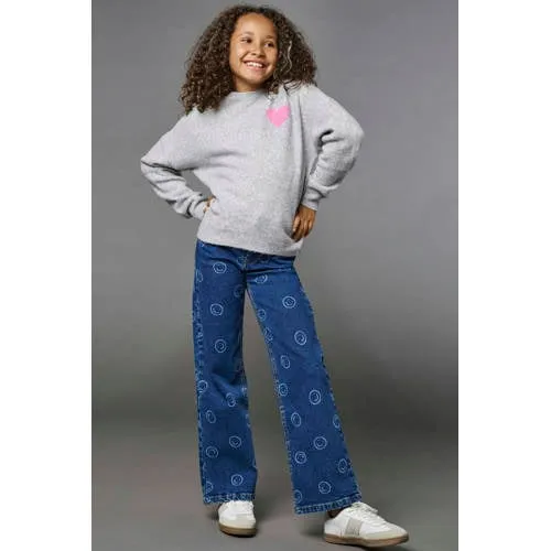 KIDS ONLY GIRL KOGJUICY regular waist wide leg jeans met print - donkerblauw, foto 2