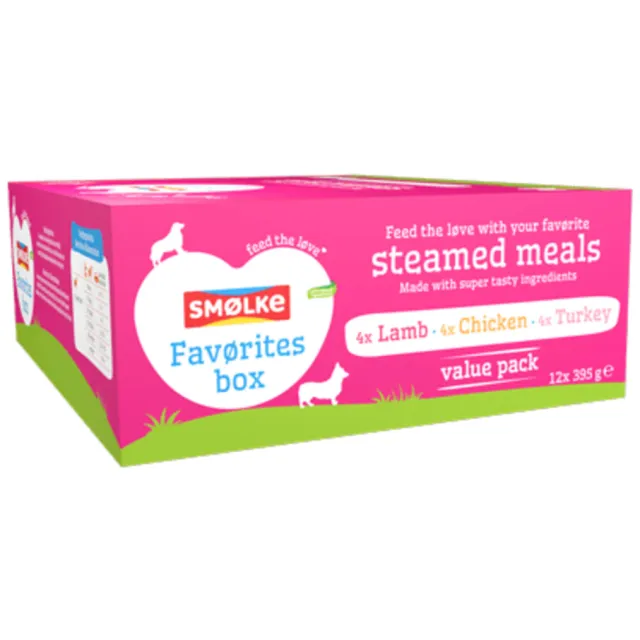 Smolke Favørites Box vers gestoomd nat hondenvoer 12 x 395 g