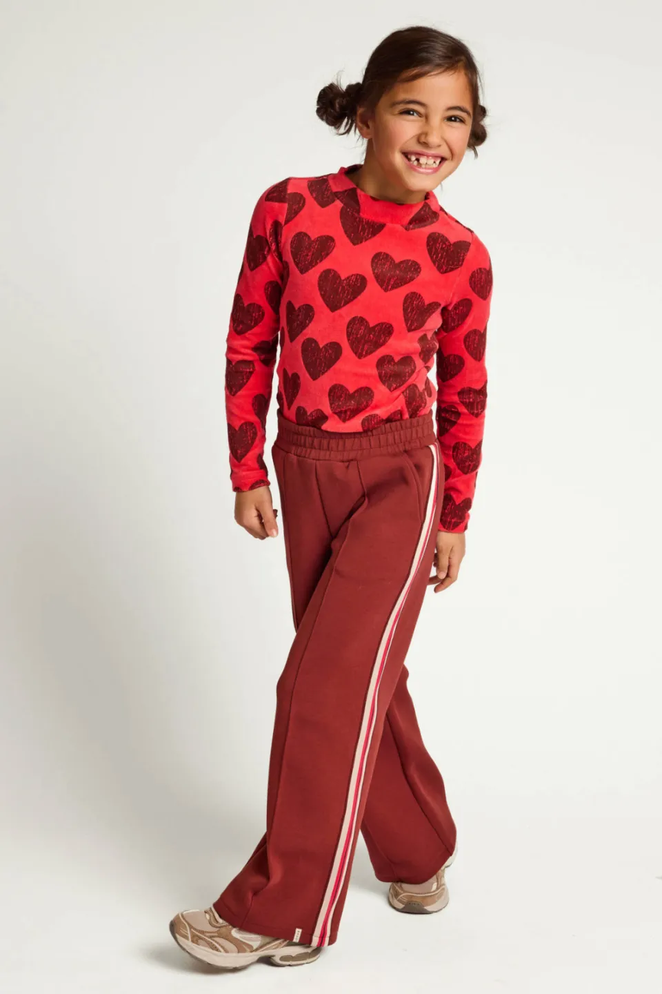 LOOXS little fluwelen longsleeve met hartjes rood, foto 4