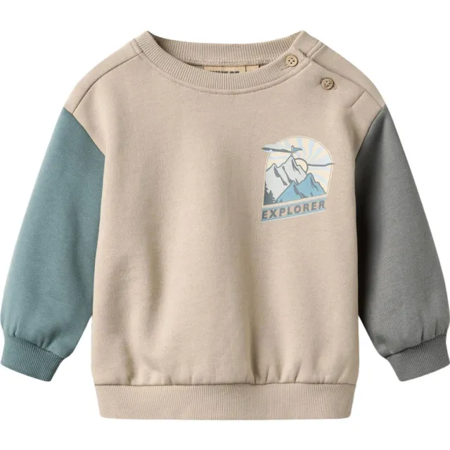 Wheat sweater met print - greige/blauw