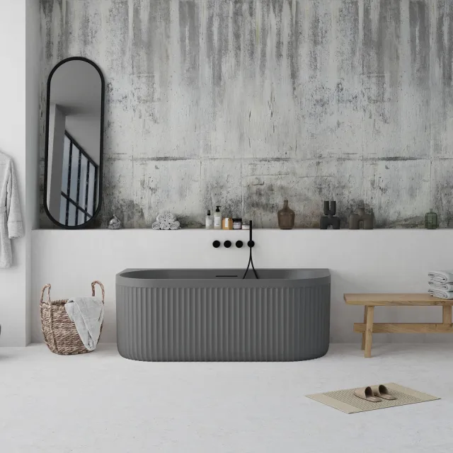Ideavit Archtec Rock half vrijstaand ligbad cementgrijs