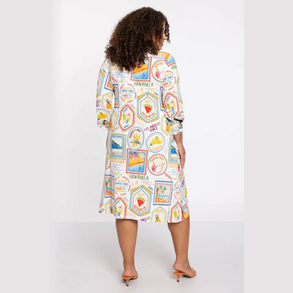 Yoek Tropicana midi jurk beige, foto 3