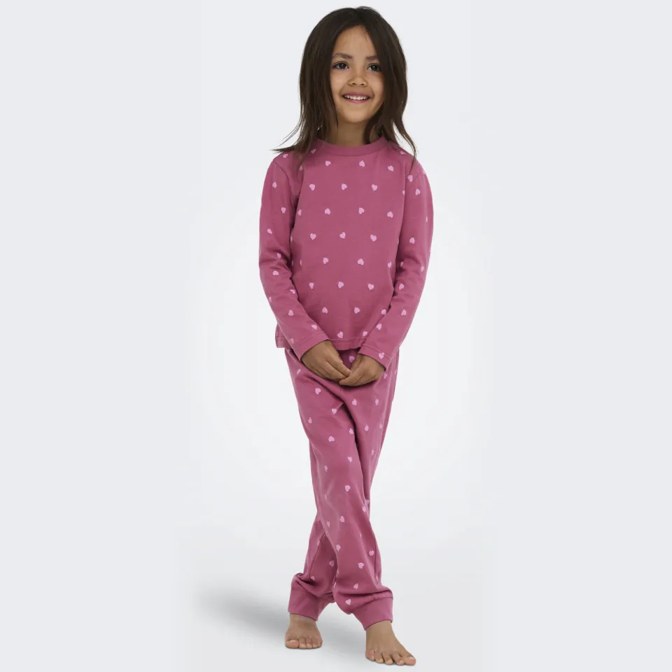 Only pyjama met hartjes donkerroze
