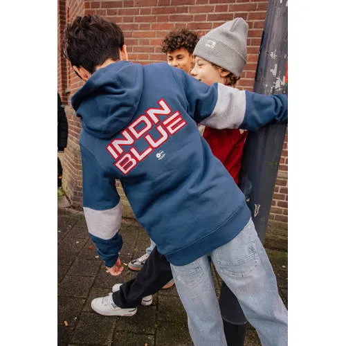 Indian Blue Jeans rechtvallende hoodie met backprint - donkerblauw/grijs, foto 4
