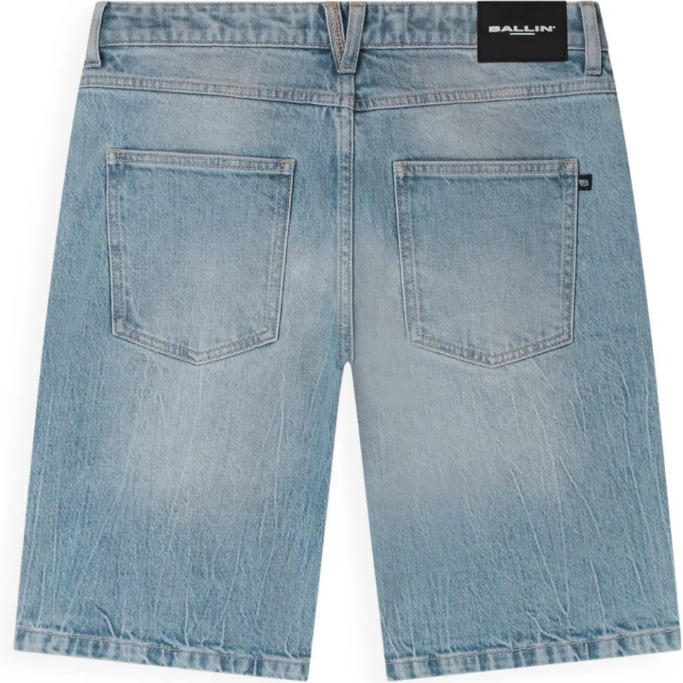 Ballin regular waist jeansshort medium blue denim, foto 3