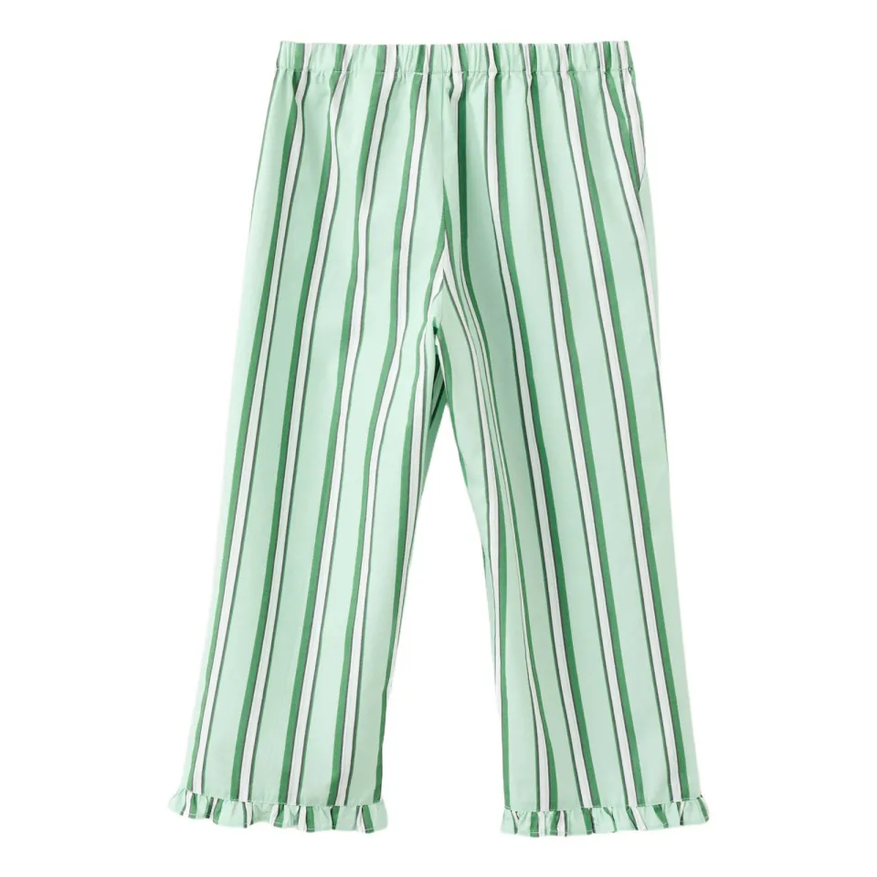 Mango gestreepte broek lichtgroen lichtgroen/groen/wit, foto 2