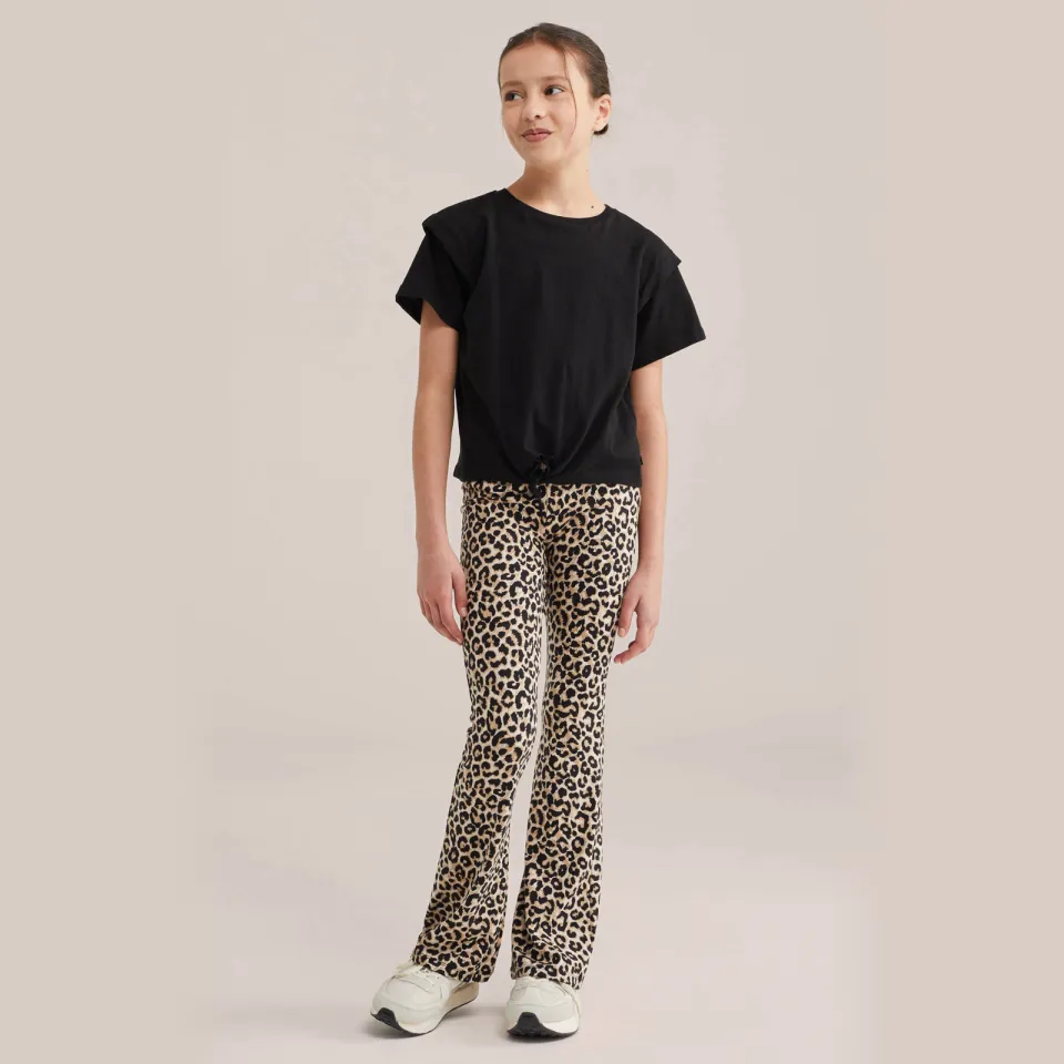 WE Fashion flared broek met panterprint Multi