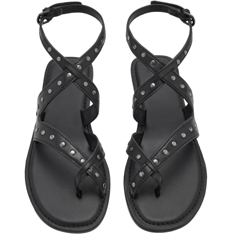 Mango TEEN leren sandalen zwart met studs, foto 3