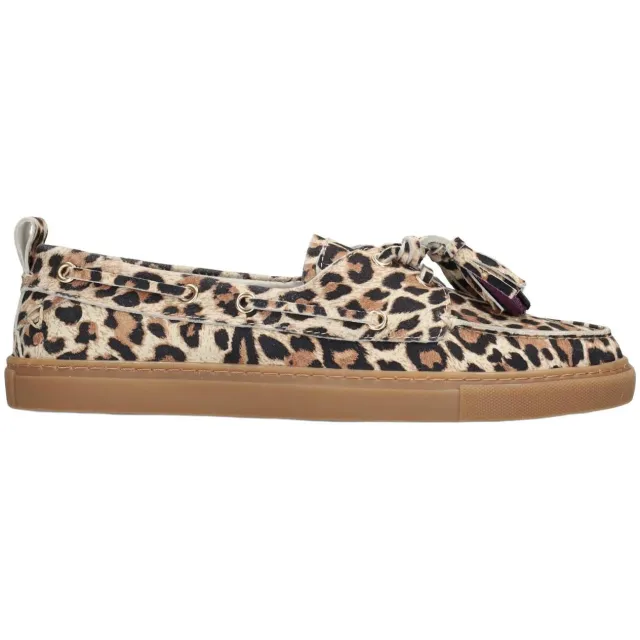 Poelman Silk suède bootschoenen met panterprint beige/bruin/zwart