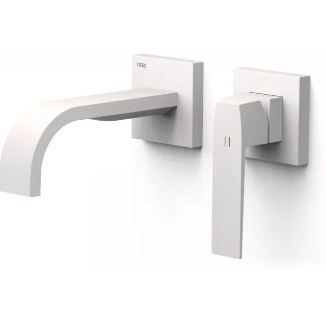 Tres Slim wastafelmengkraan inbouw lange hendel mat wit Mat wit -
