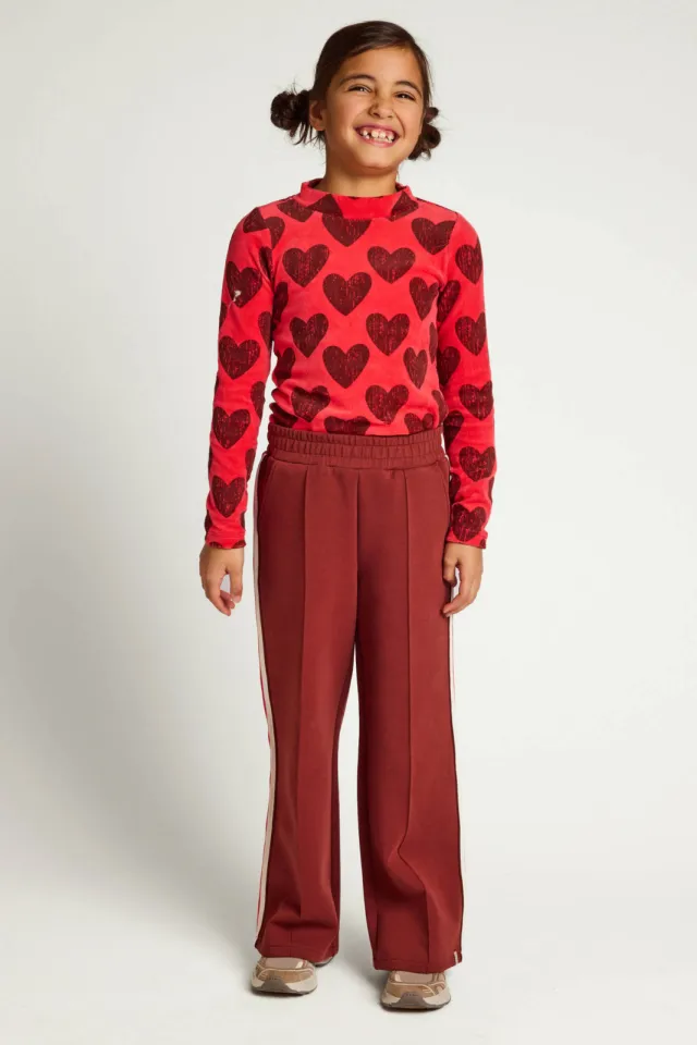 LOOXS little fluwelen longsleeve met hartjes rood