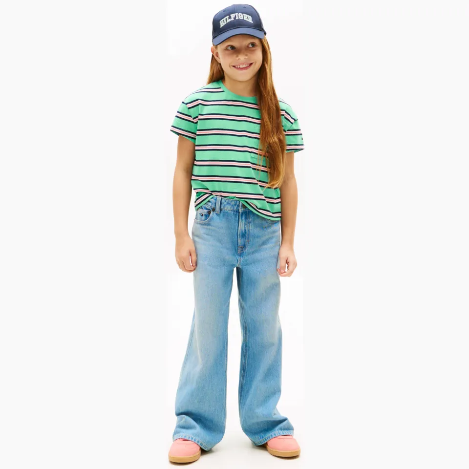 Tommy Hilfiger T-shirt groen gestreept Tropsich groen