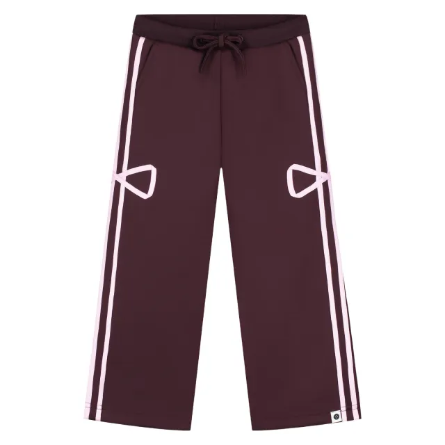 Stains&Stories wide leg broek donkerrood Donkerrood/lichtroze
