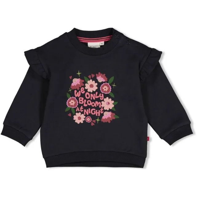Feetje sweater Moon Flower donkerblauw/roze