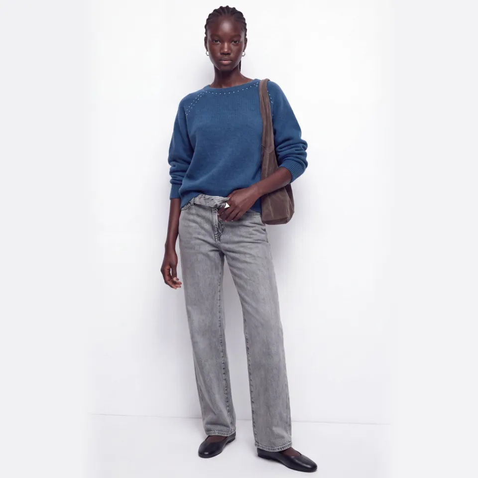 Mango TEEN gebreide trui met studs - blauw, foto 4