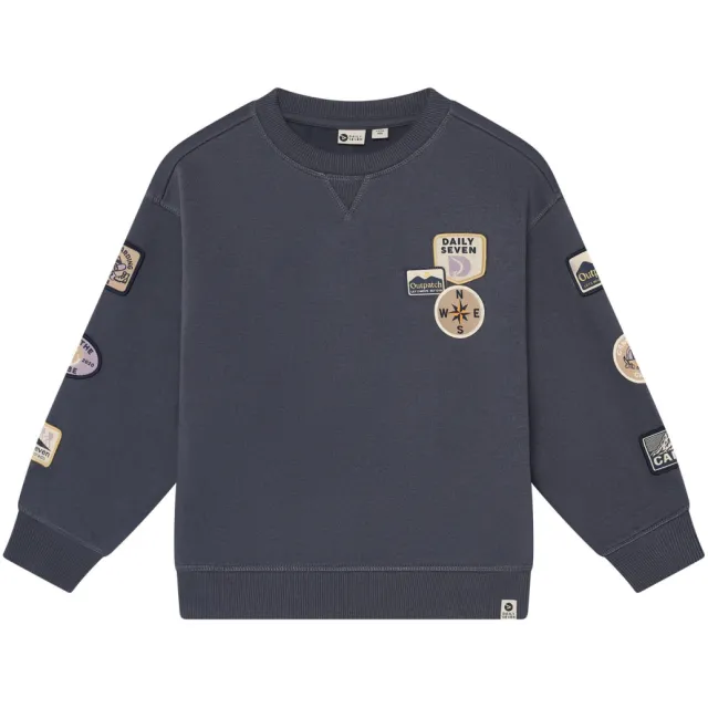 Daily7 oversized sweater met print - grijs Donkergrijs