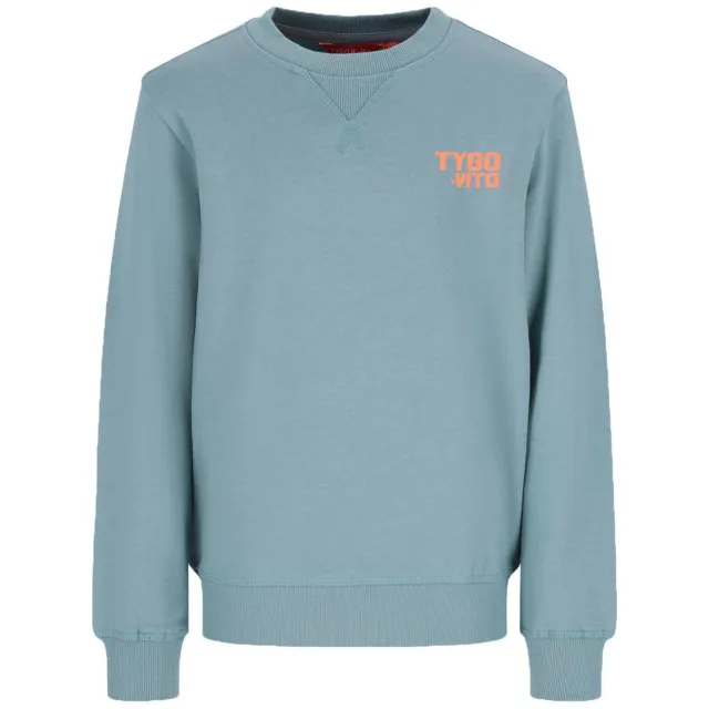 TYGO & vito sweater met backprint - lichtblauw