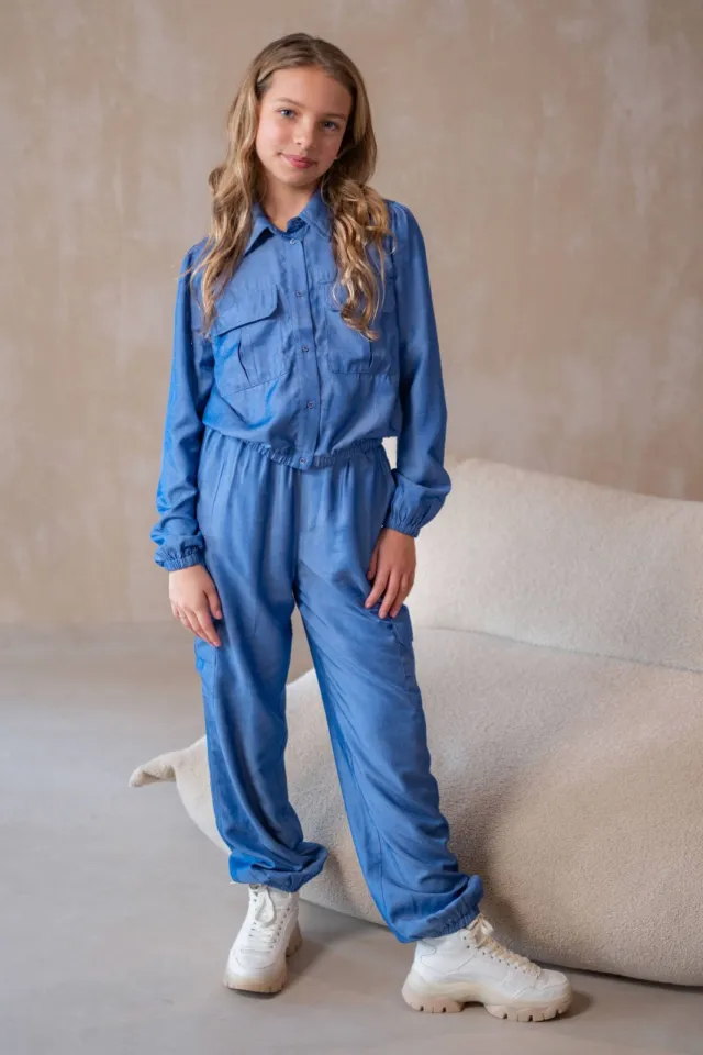 Like Flo Young casual broek blauw Indigo blauw
