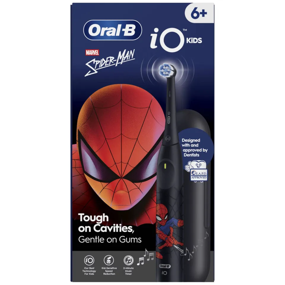 Oral-B iO Kids Marvel Spiderman elektrische tandenborstel + 1 opzetborstel + 1 reisetui zwart, foto 4