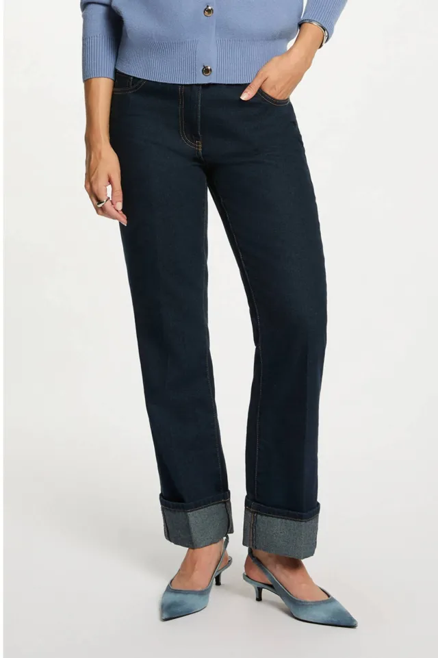 Morgan straight leg jeans dark blue denim, foto 4