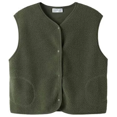 NAME IT KIDS rechtvallend teddy gilet - olijfgroen Effen