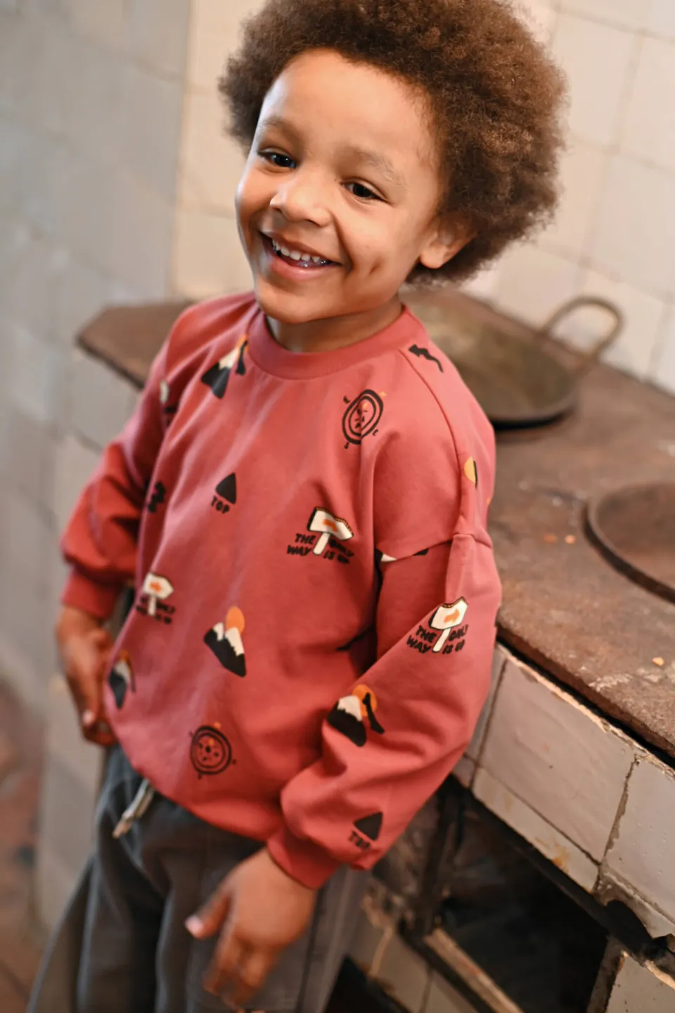 Sturdy oversized sweater Mountain top oudroze/oranje, foto 7