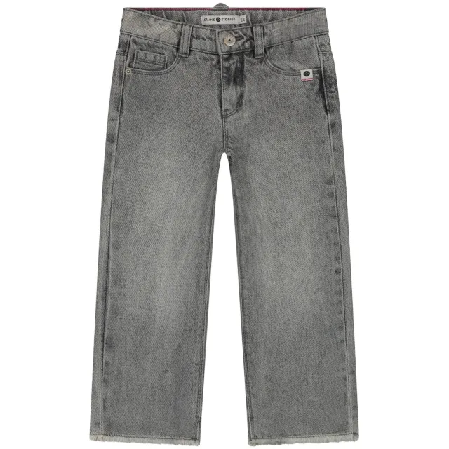 Stains&Stories wide leg jeans - grijs Grey denim