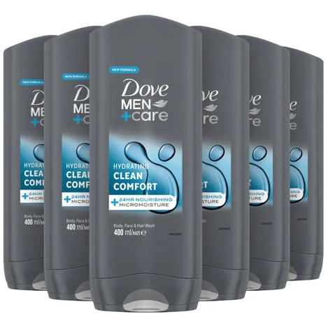 Dove Men+Care Clean Comfort 3-in-1 douchegel 6 x 400 ml, foto 3