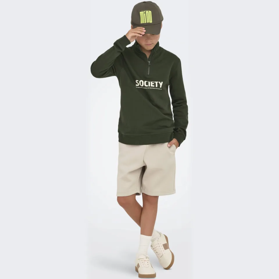 Only & Sons Junior regular sweatshort beige Zilver