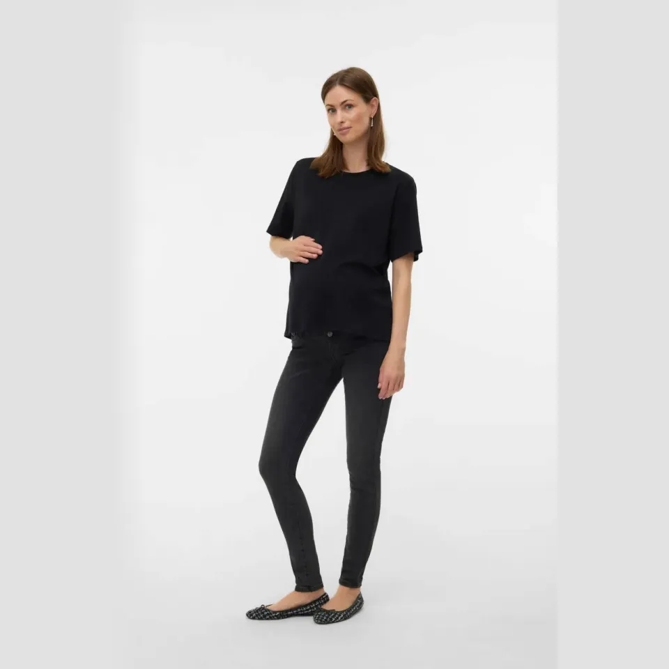 Mamalicious high waist zwangerschaps slim fit jeans grey denim Dark Grey Denim