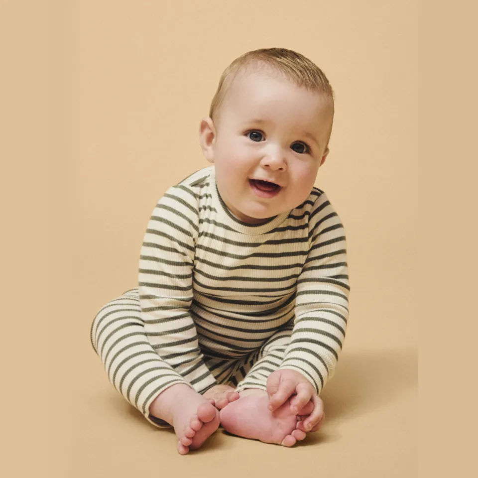 NAME IT BABY romper olijfgroen/ecru