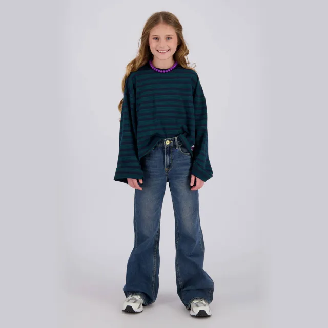 Vingino gestreepte longsleeve donkergroen Donkerblauw/groen