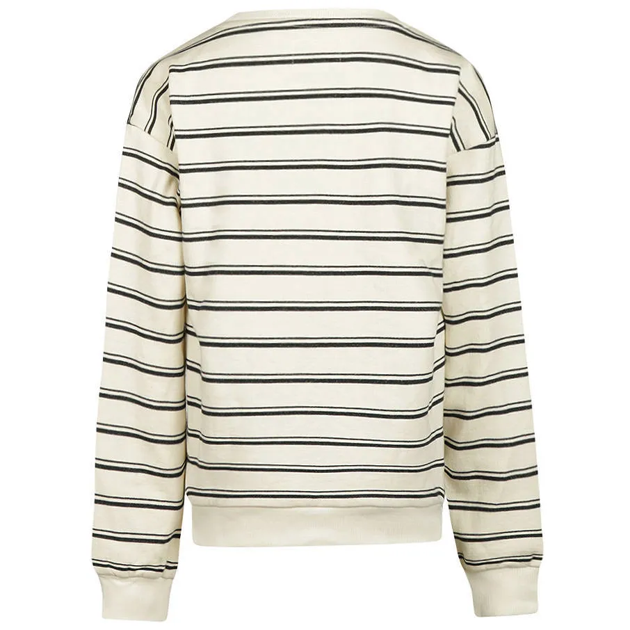 No Way Monday rechtvallende gestreepte sweater met tekst - wit, foto 3