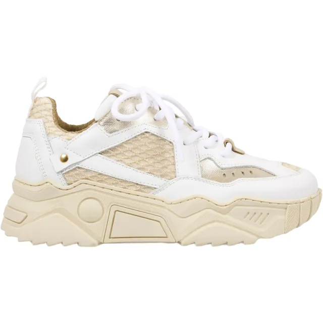 DWRS Pluto chunky leren sneakers beige/wit