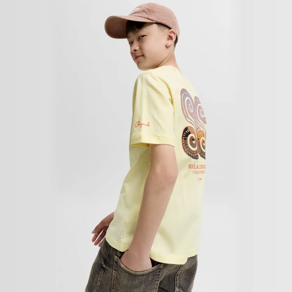 Jack & Jones t-shirt met backprint lichtgeel, foto 5