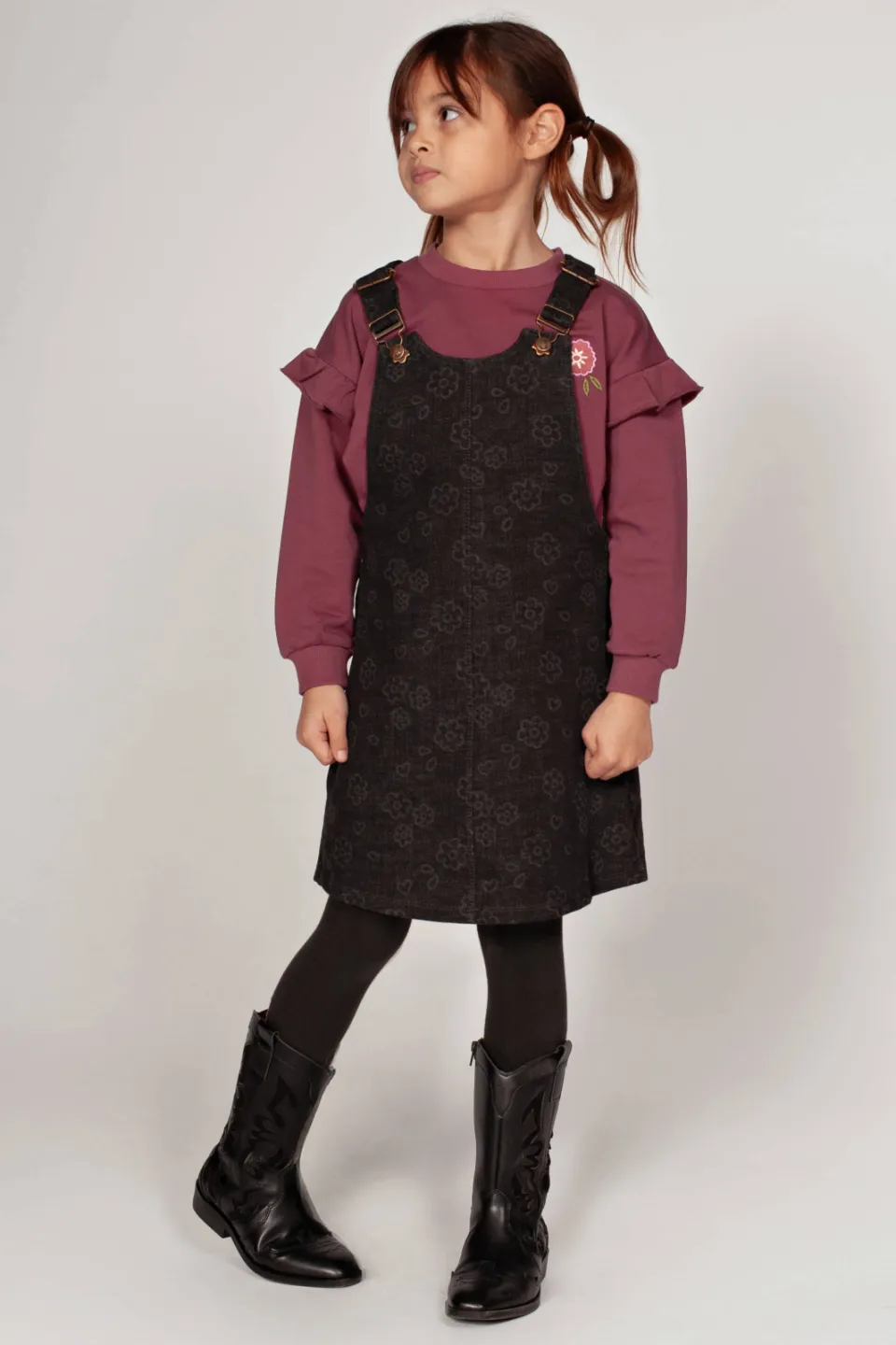 Jubel Moon Flowers denim overgooierjurk antraciet, foto 5
