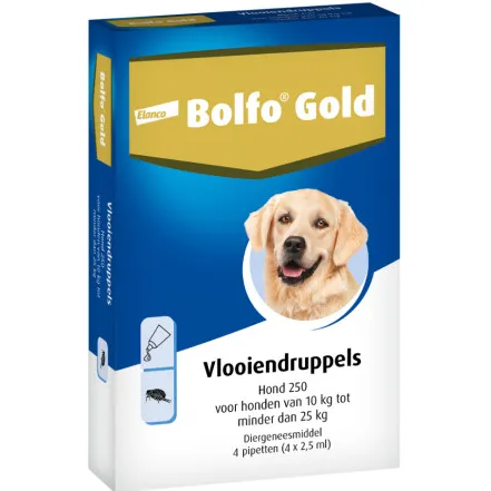 Bolfo Gold 250 Vlooiendruppels voor de hond (10 - 25 kg) 4 pipetten