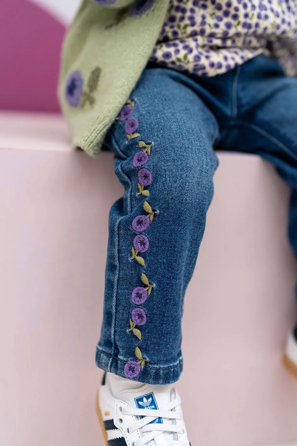 Babyface straight leg jeans met borduursels en print - mediumblauw, foto 3