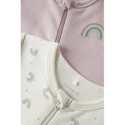 NAME IT BABY pyjama ecru lila set van 2, foto 5