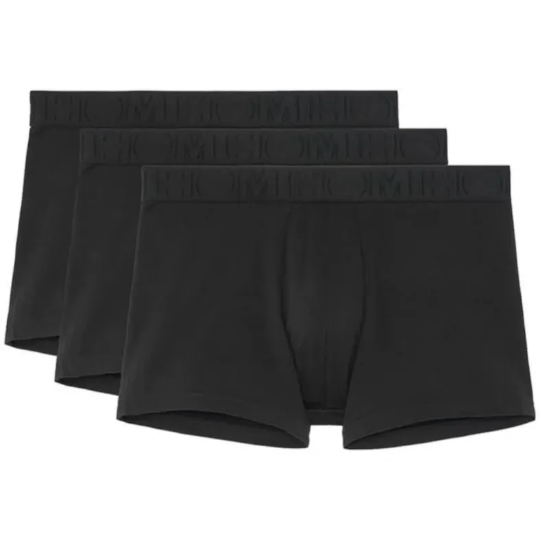 HOM Boxershort met elastische band met label in een set van 3 stuks Zwart