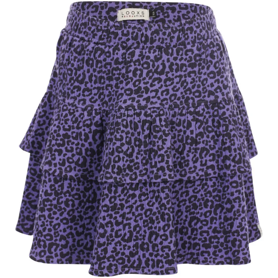 LOOXS little strokenrok met peplum en panterprint paars, foto 3