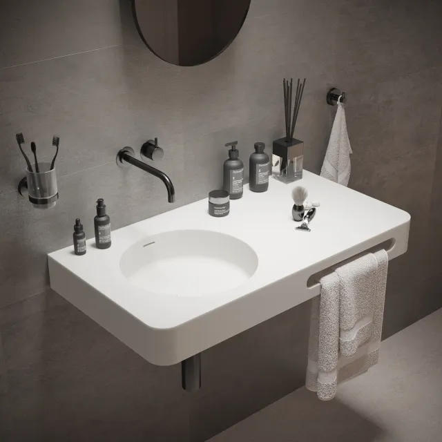 Ideavit Fontein Ideavit Solidbrio 90x48x14 cm Solid Surface Mat Wit