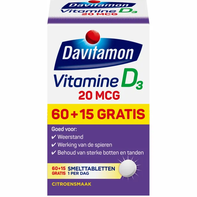 Davitamon Vitamine D3 20 mcg smelttabletten