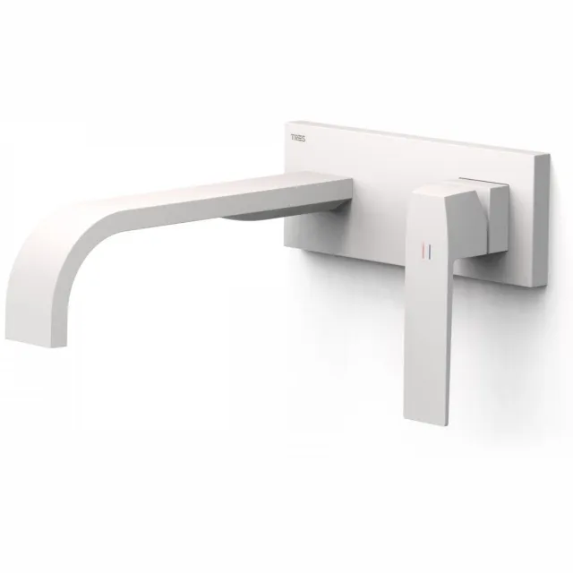 Tres Slim Exclusive wastafelmengkraan lange gebogen uitloop mat wit Mat wit -